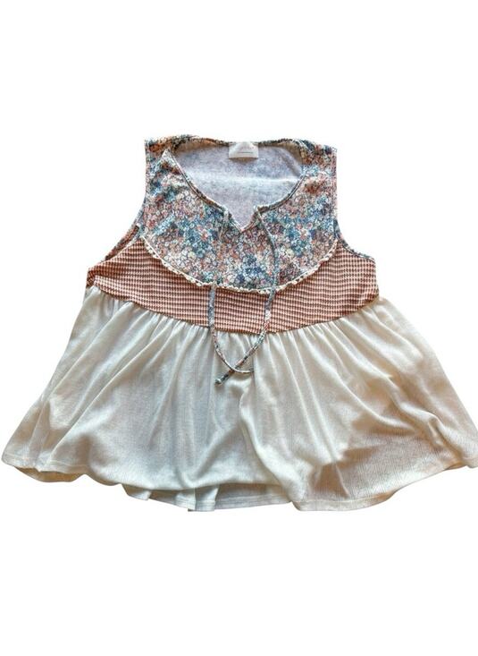 Sugarfox Tops - Sugarfox Sleeveless V-Neck Floral Tunic Top Multicolor XL K07